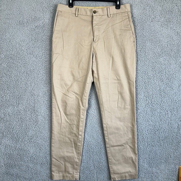 Banana Republic Pants Khaki Mens 32X32 Tan Tapered Leg Stretch Casual Flat Front - Picture 1 of 10